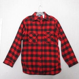 Vintage Woolrich Shirt‎ Men Small Red Black Buffalo Plaid Wool Blend Made in USA